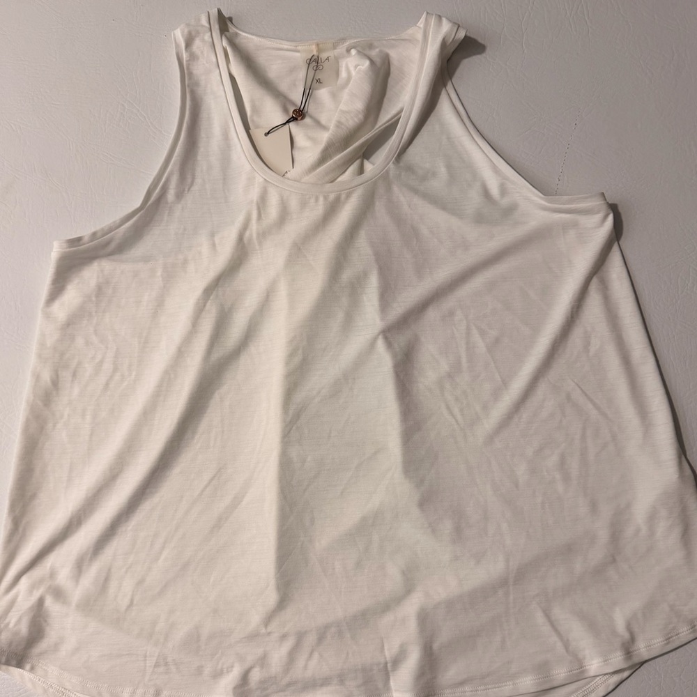 Calia Woman’s Twisted Back Tank Top, White,‎ XL - Picture 4 of 8